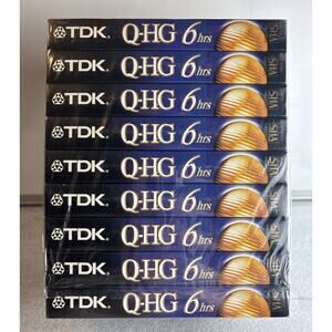 TDK VHS Lot of 9 New Sealed Tapes T-120 Blank Video Cassettes